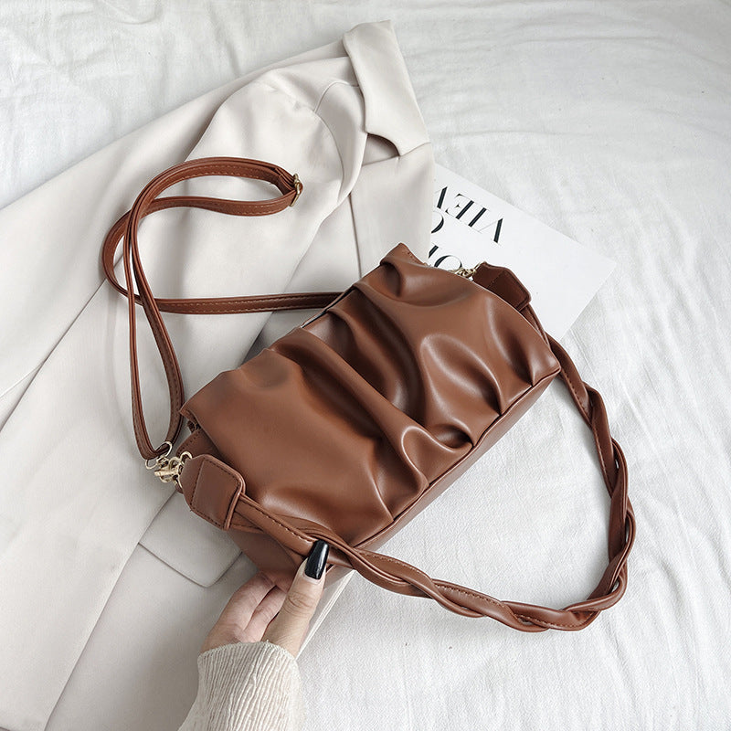 Sacs à bandoulière tendance à double sangle pour femmes, sacs à bandoulière plissés en cuir PU, sacs à main et sacs à main de créateurs
