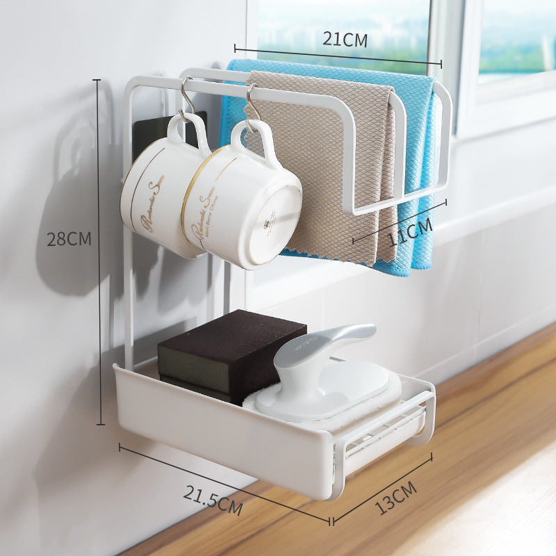 Multifunctional wall-mounted sponge holder and dish drainer rack