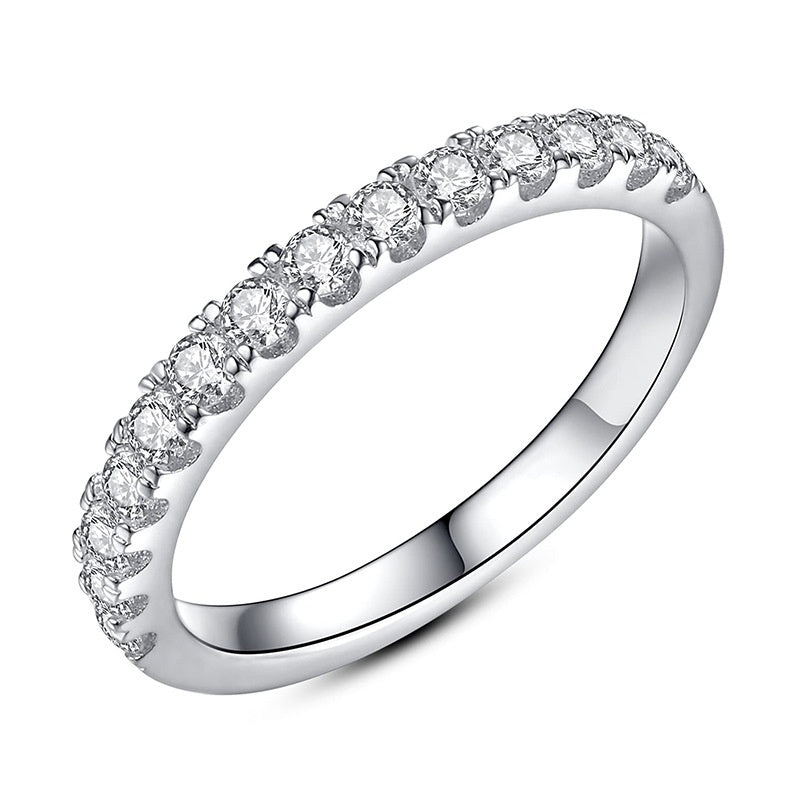 Bague en argent sterling S925 semi-incrustée de moissanite