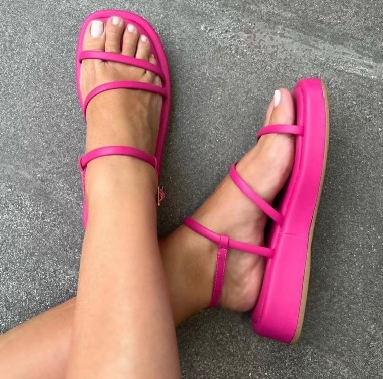 Sandales à lanières et bout carré pour femmes, chaussures de plage à plateforme