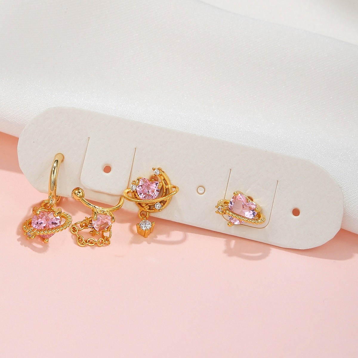 Ensemble de boucles d'oreilles en forme de cœur pour l'été, style exquis et doux