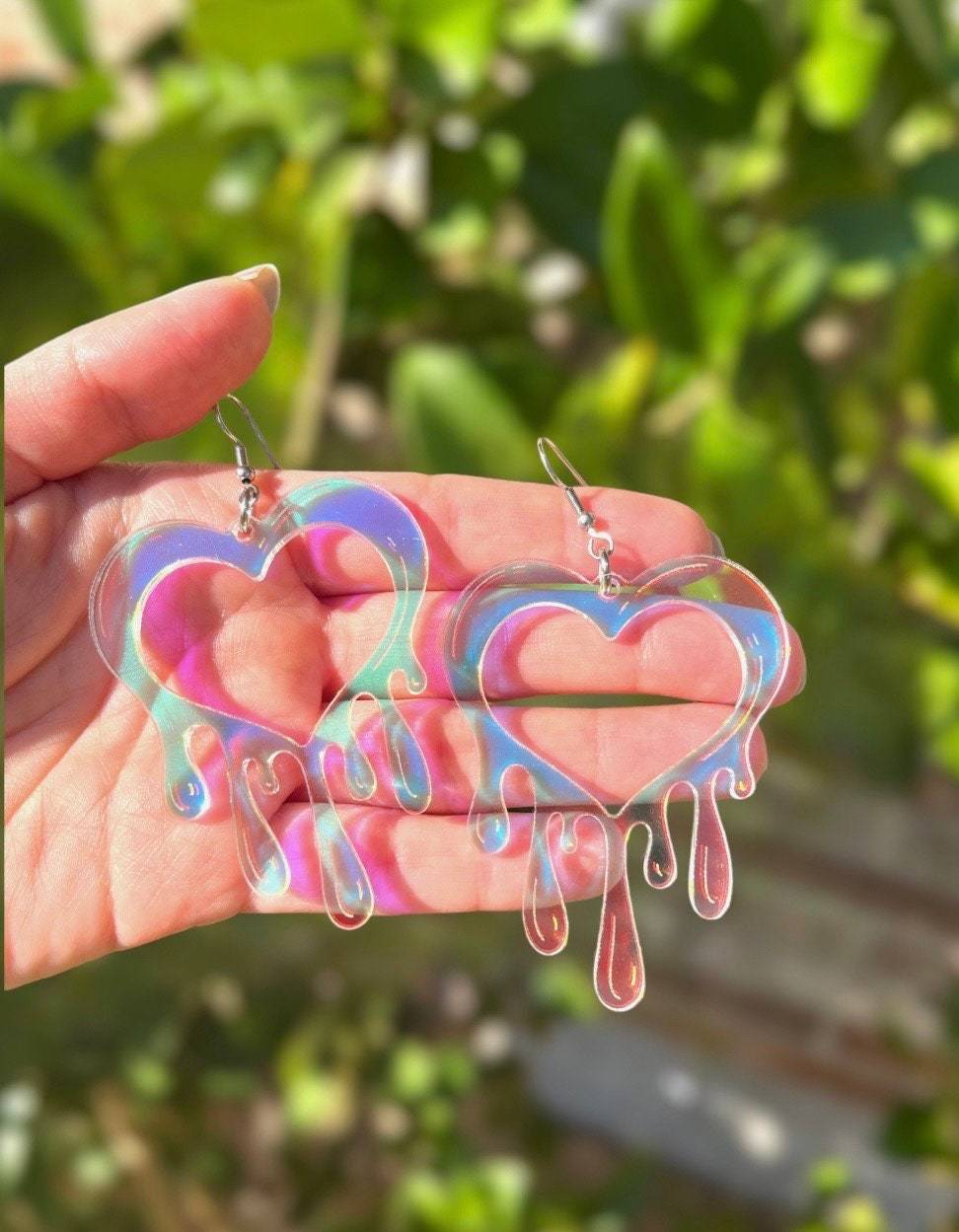 European And American Colorful Love Valentine's Day Gradient Fashion Sweet Acrylic Earrings