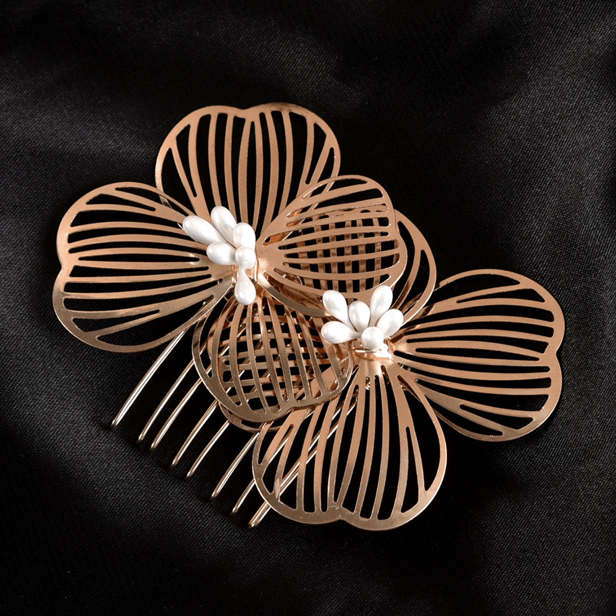 Bridal Headdress Super Fairy Golden Flower Comb