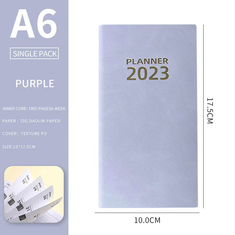 English Schedule Book 365 Days Time Management Daily Planner Leather Covered Notebook Efficiency Manual