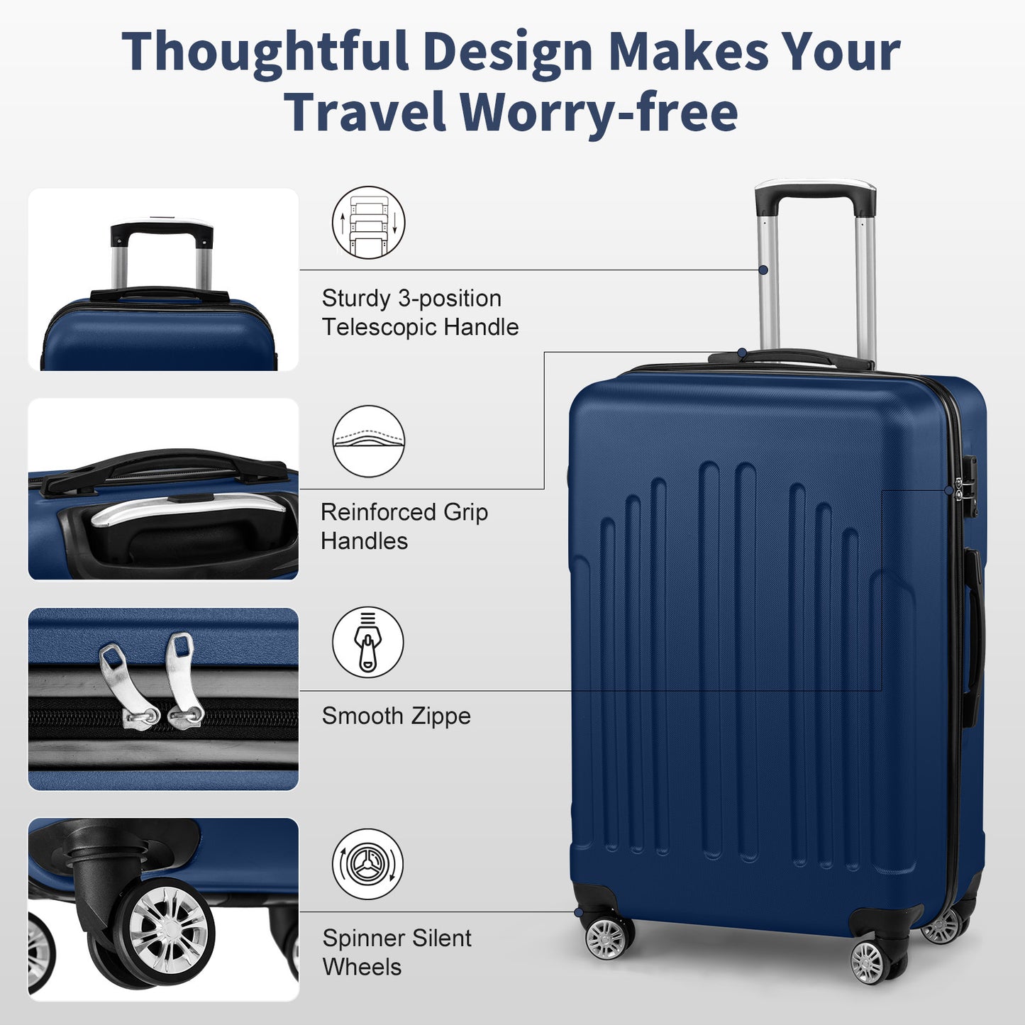 Three In One ABS PC Suitcase 20in 24in 28in Suitcase