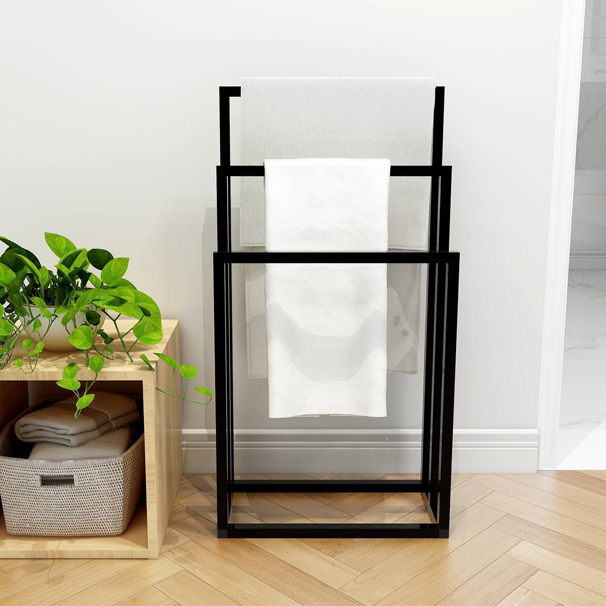 Metal 3-tier towel rack for bathroom storage