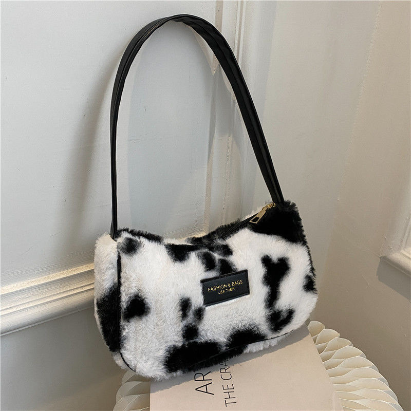 Sac à main en peluche à carreaux pour femme, design de niche