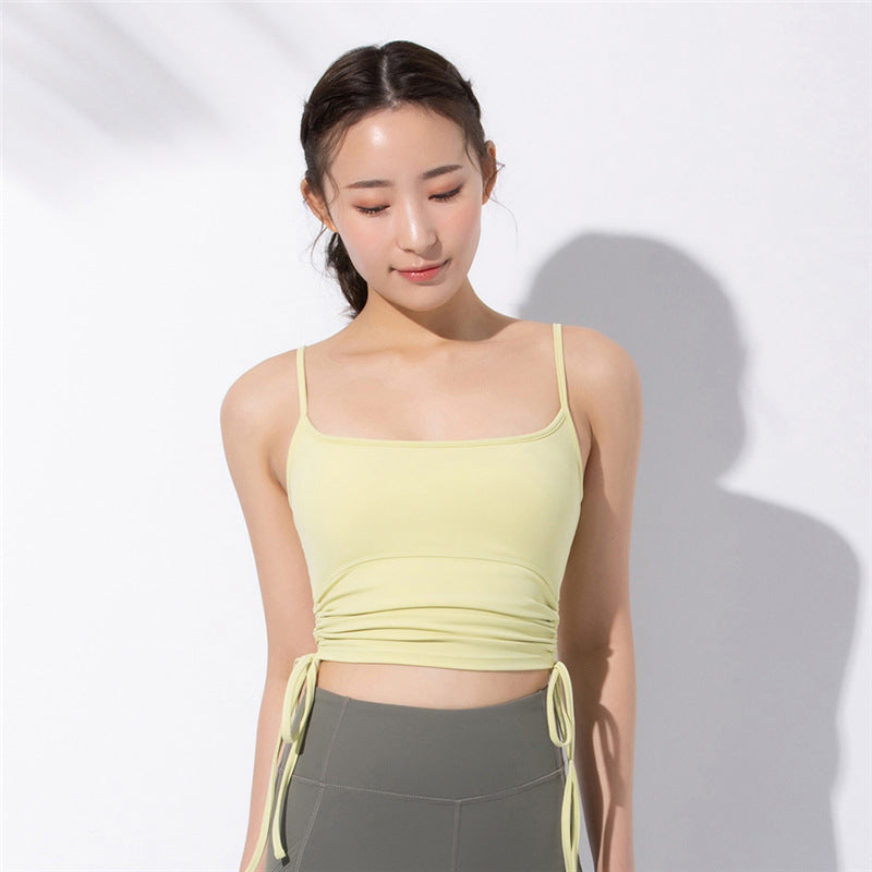 Sous-vêtements de sport froncés, joli gilet de fitness pour femmes