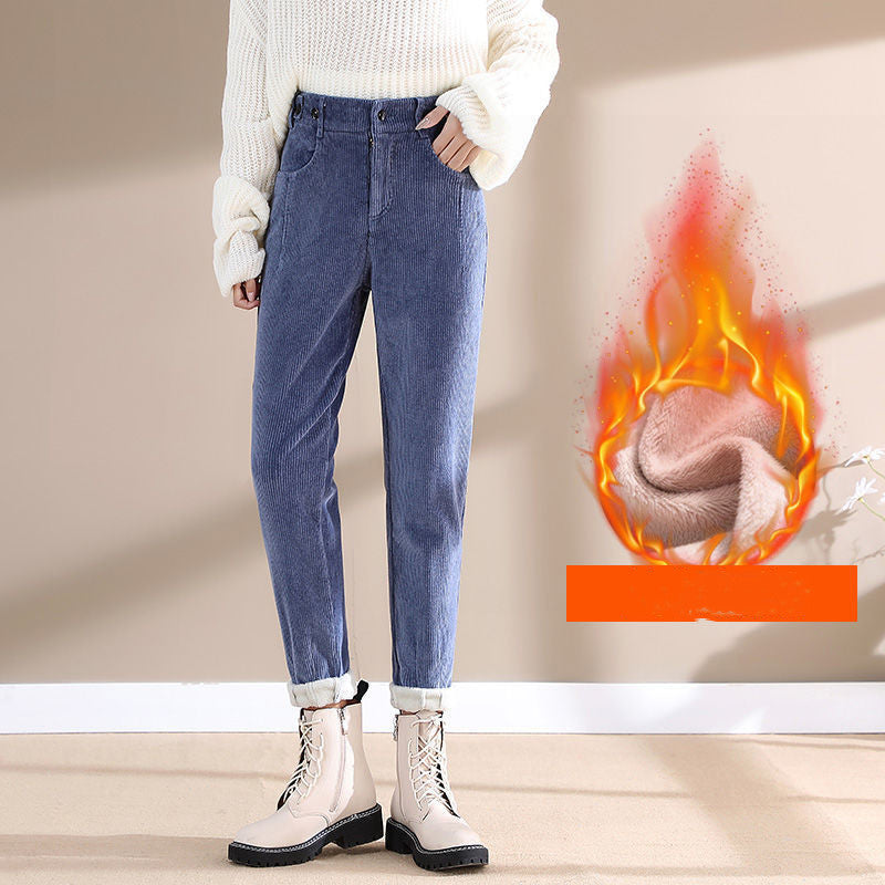 Women Pants Loose Corduroy Harem High Waist