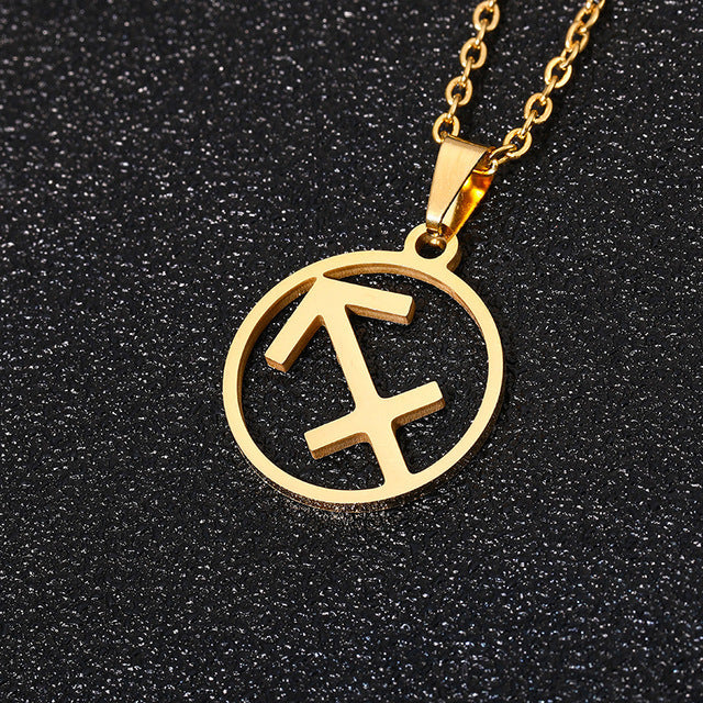 Collier en acier inoxydable plaqué sous vide avec 12 constellations