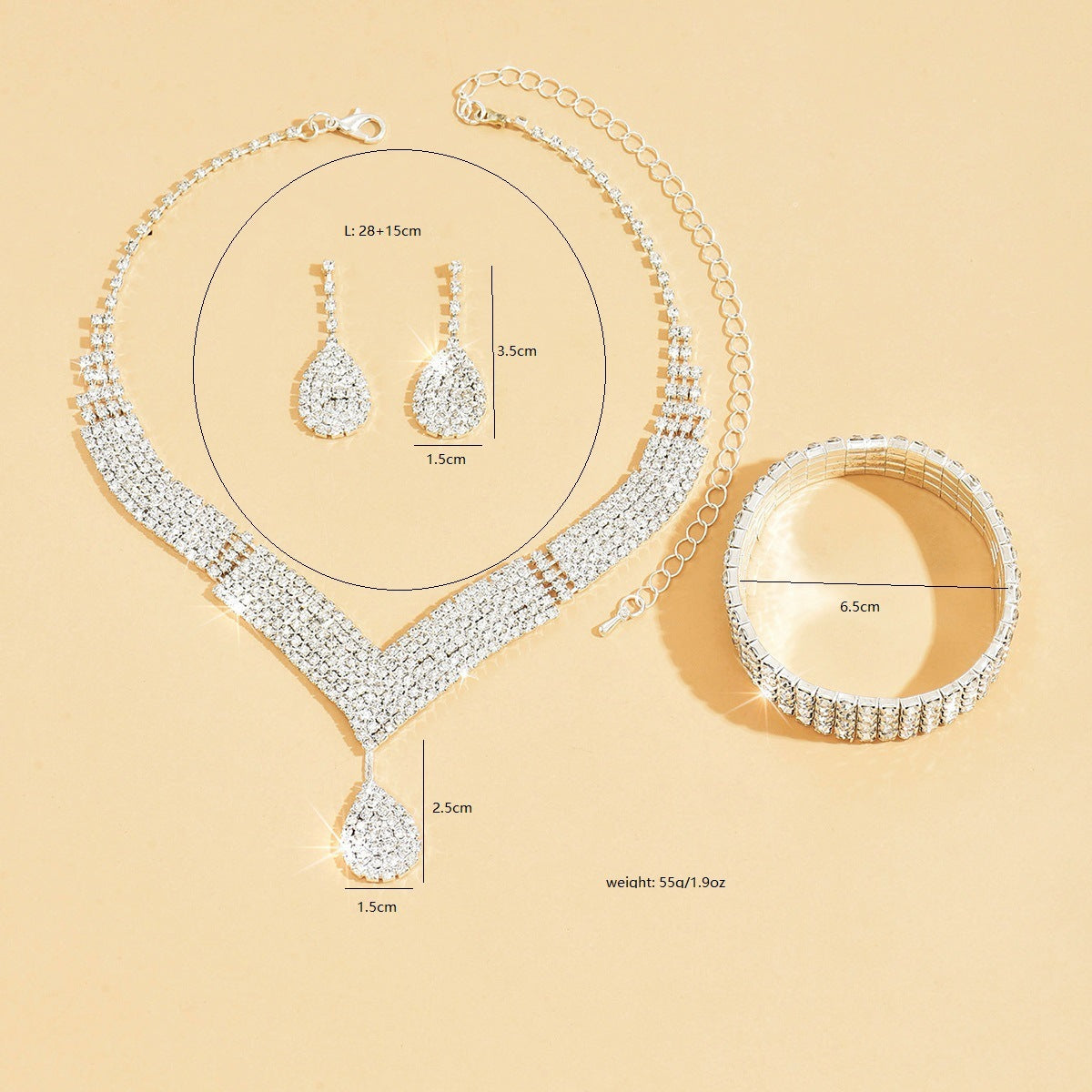 European And American Wedding Accessories Necklace Earrings Bracelet Jewelry