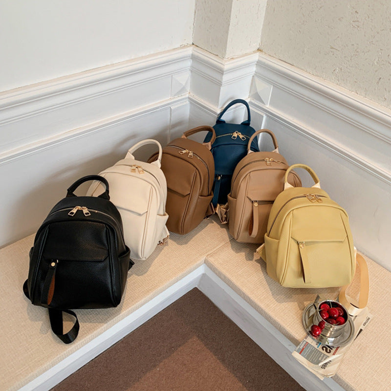 Sac à dos tendance en PU souple pour femme, petit, mignon, cartable pour étudiante