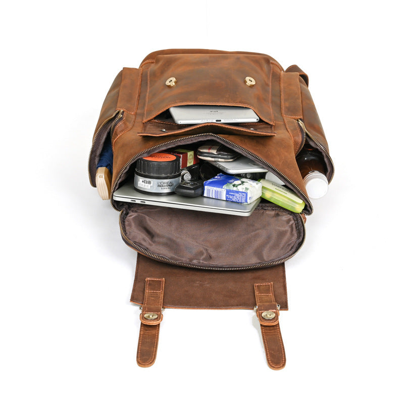 Sac à dos en cuir Crazy Horse Leather pour homme, première couche de cuir de vache