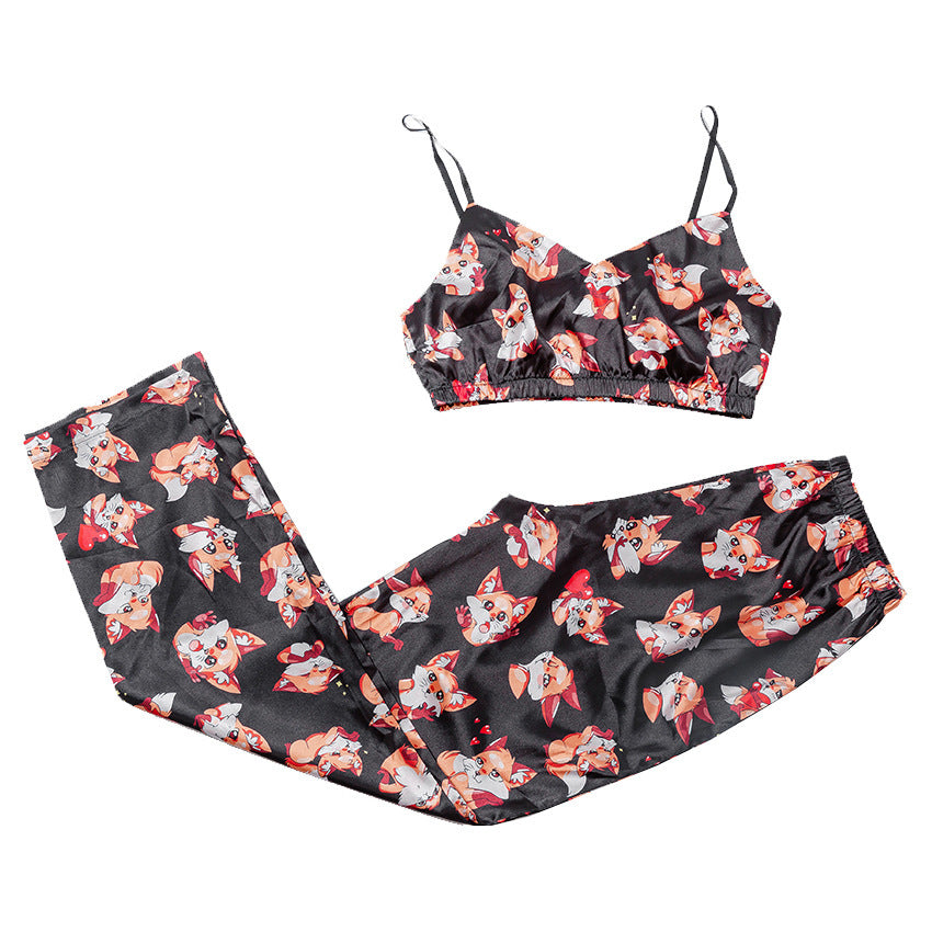 Pyjama à bretelles imprimé pour femme