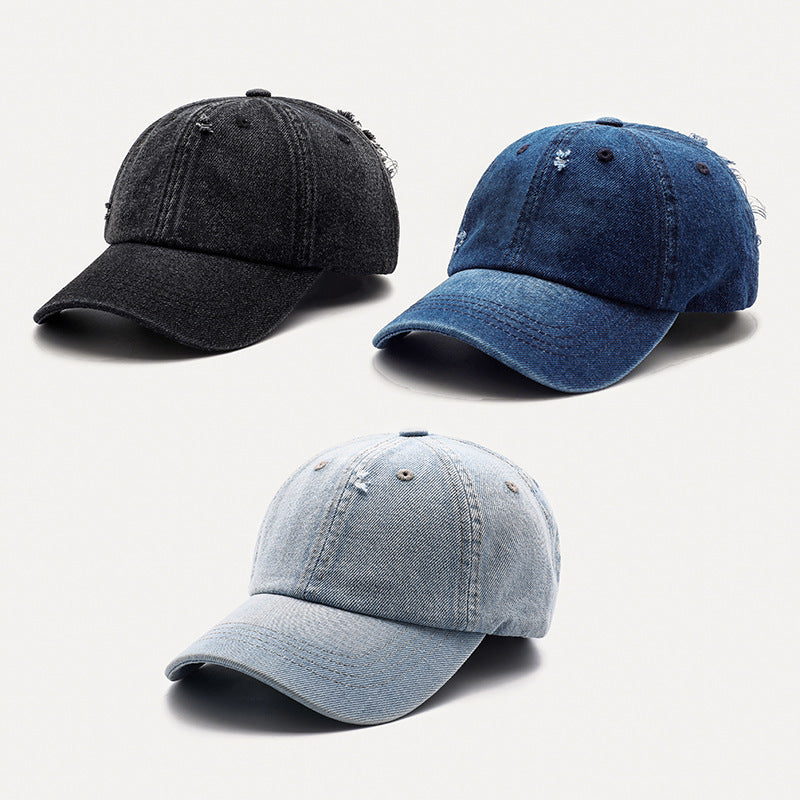 Casquettes de baseball coréennes en denim pour hommes et femmes