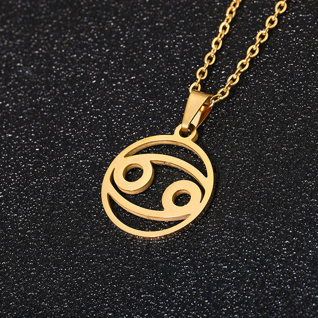 Collier en acier inoxydable plaqué sous vide avec 12 constellations