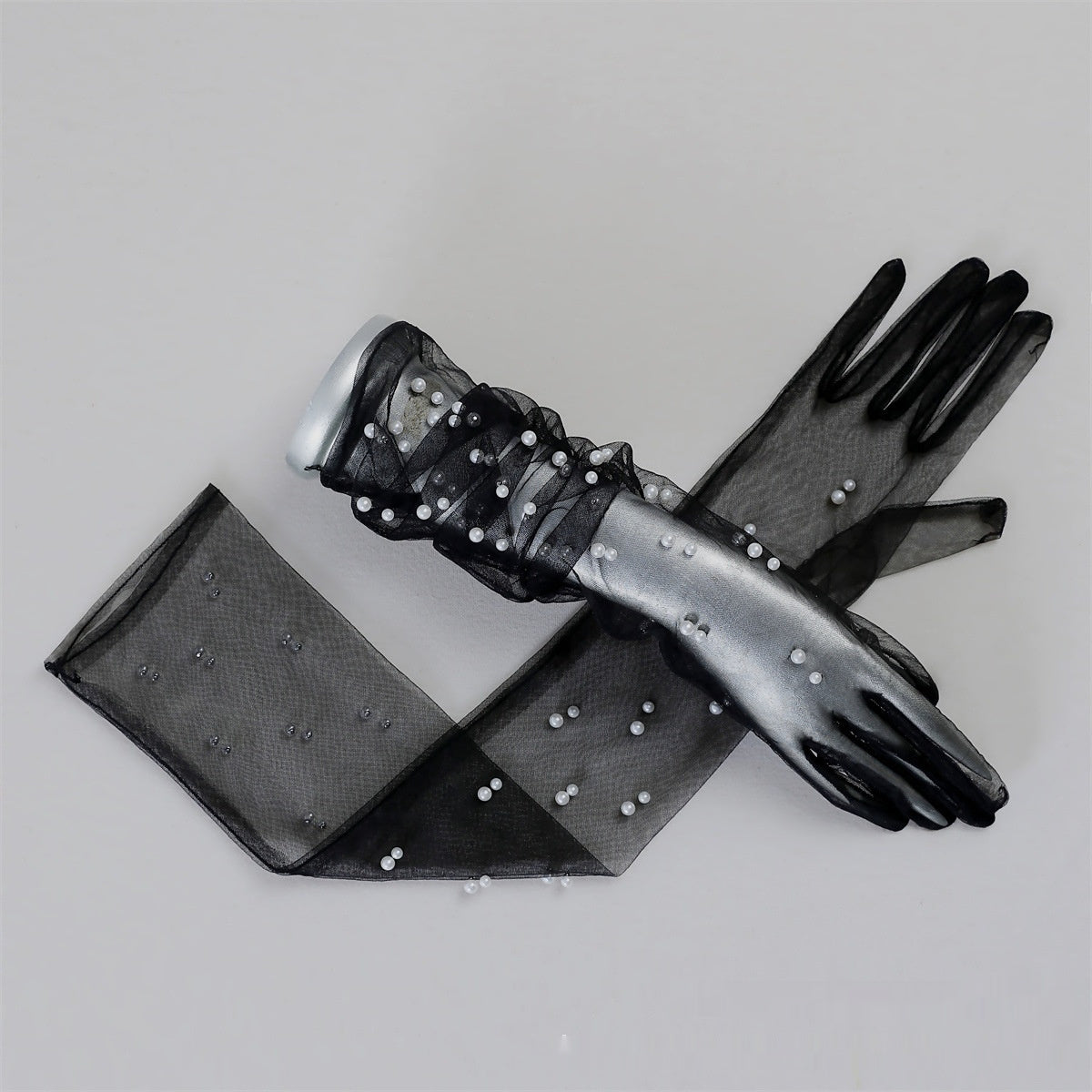 Summer Thin Bridal Pearl Mesh Gloves