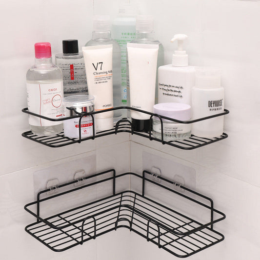 Bathroom corner shower shelf for storage