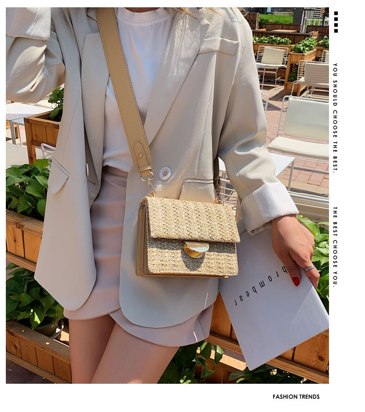 Wide shoulder strap small square bag Korean version all-match