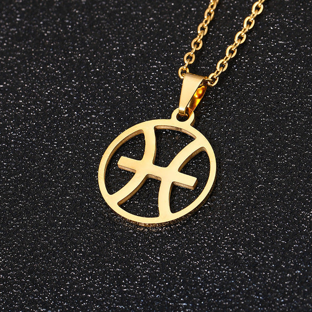 Collier en acier inoxydable plaqué sous vide avec 12 constellations
