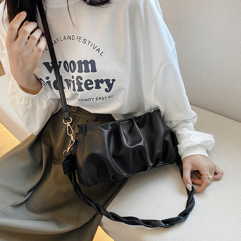 Sacs à bandoulière tendance à double sangle pour femmes, sacs à bandoulière plissés en cuir PU, sacs à main et sacs à main de créateurs