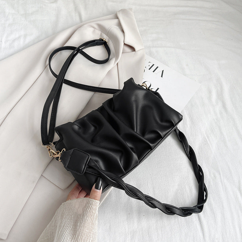 Sacs à bandoulière tendance à double sangle pour femmes, sacs à bandoulière plissés en cuir PU, sacs à main et sacs à main de créateurs