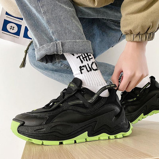 New Fashion Mens Shoes Spring Korean Retro Daddy Shoes Fashion Running Shoes Leisure Thick Soled Shoes