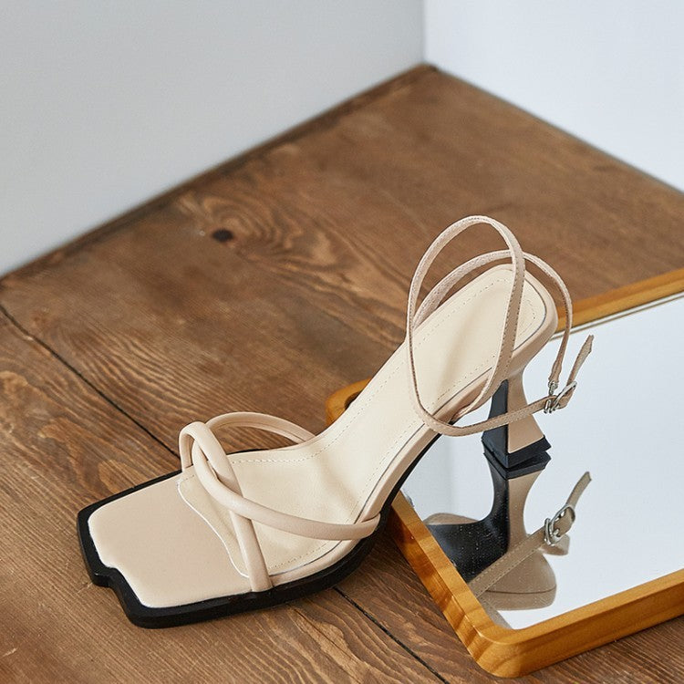 Sandales rétro à talons aiguilles et bout ouvert pour femmes