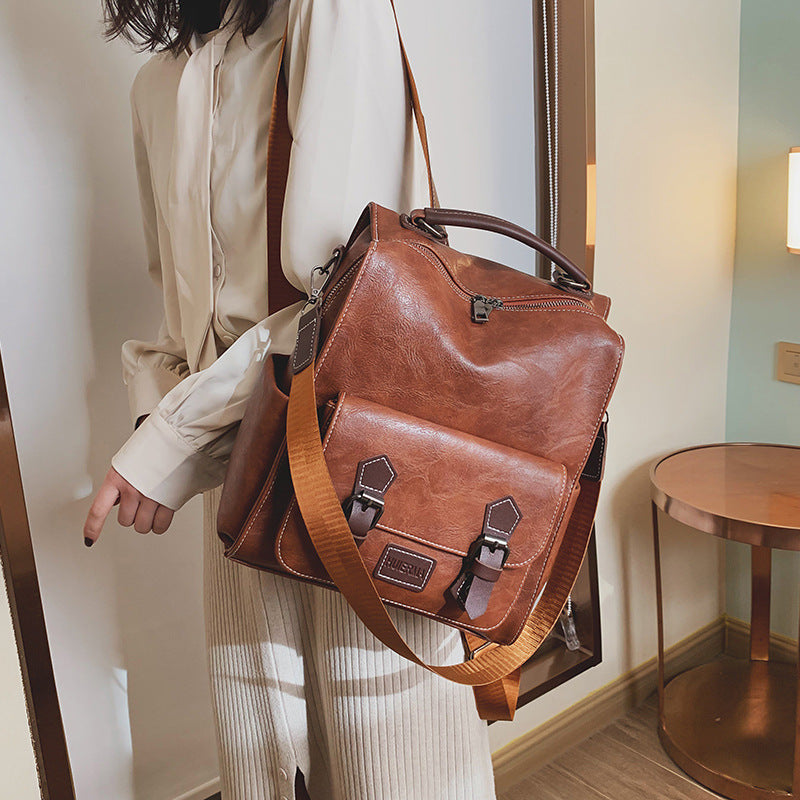 Sac à dos rétro de grande capacité pour femme, style universitaire