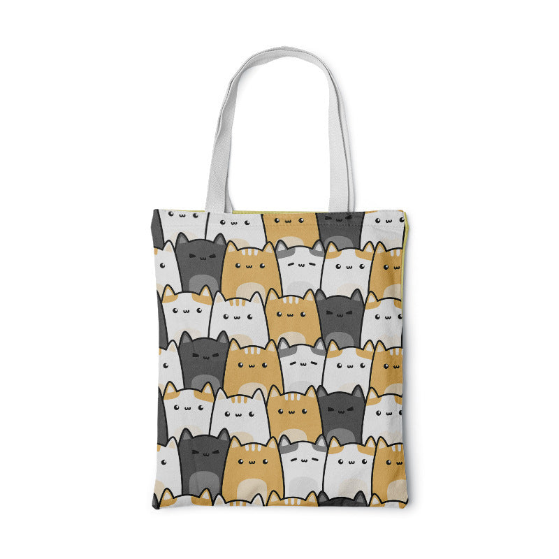 Fashion Women Foldable Canvas Handbag Cute Cartoon Animal Tote Casual Large Capacity Shopping Shoulder Bags Girls Pink Handbag