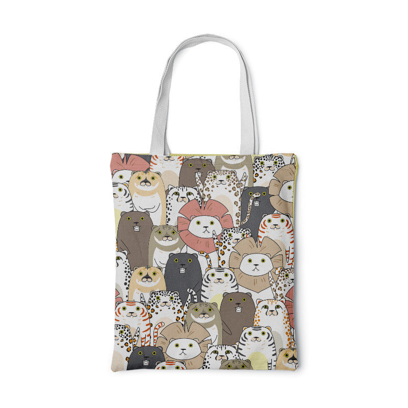 Fashion Women Foldable Canvas Handbag Cute Cartoon Animal Tote Casual Large Capacity Shopping Shoulder Bags Girls Pink Handbag