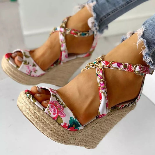 Chaussures femme grande taille, talons compensés, sandales d'été