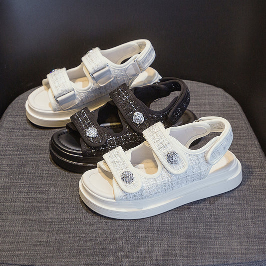 Sandales de sport décontractées et plates pour papa, chaussures à plateforme polyvalentes
