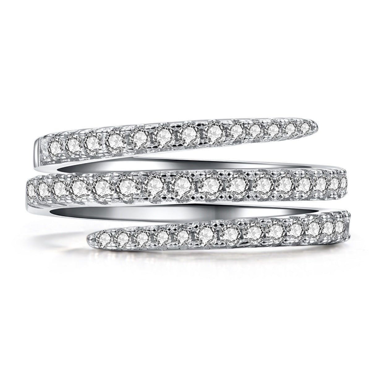 Micro-encrusted Diamond Ring Three Rings With European And American Personality
