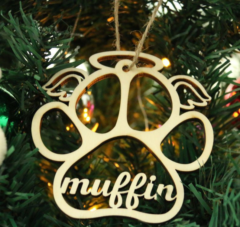 Pendentif en bois créatif dessin animé creux bricolage patte de chien patte de chat