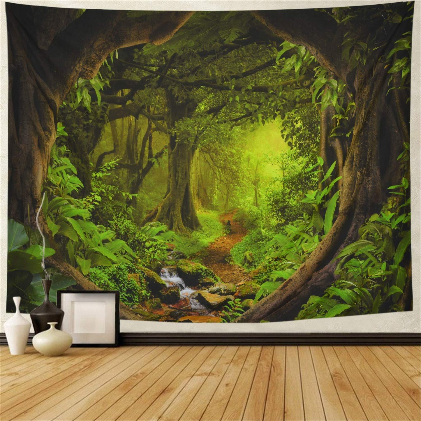 Grande tapisserie magnifique forêt naturelle, grande tenture murale hippie, tapisseries murales bohèmes, décoration murale mandala