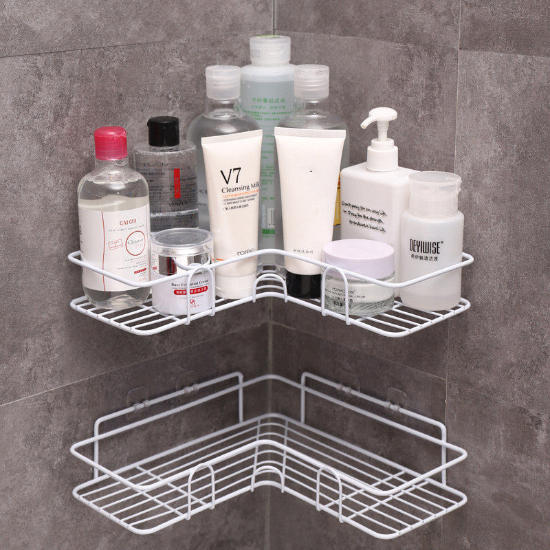 Bathroom corner shower shelf for storage