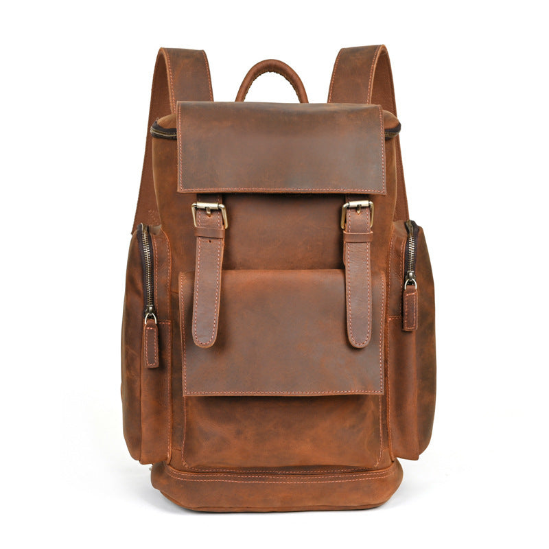 Sac à dos en cuir Crazy Horse Leather pour homme, première couche de cuir de vache