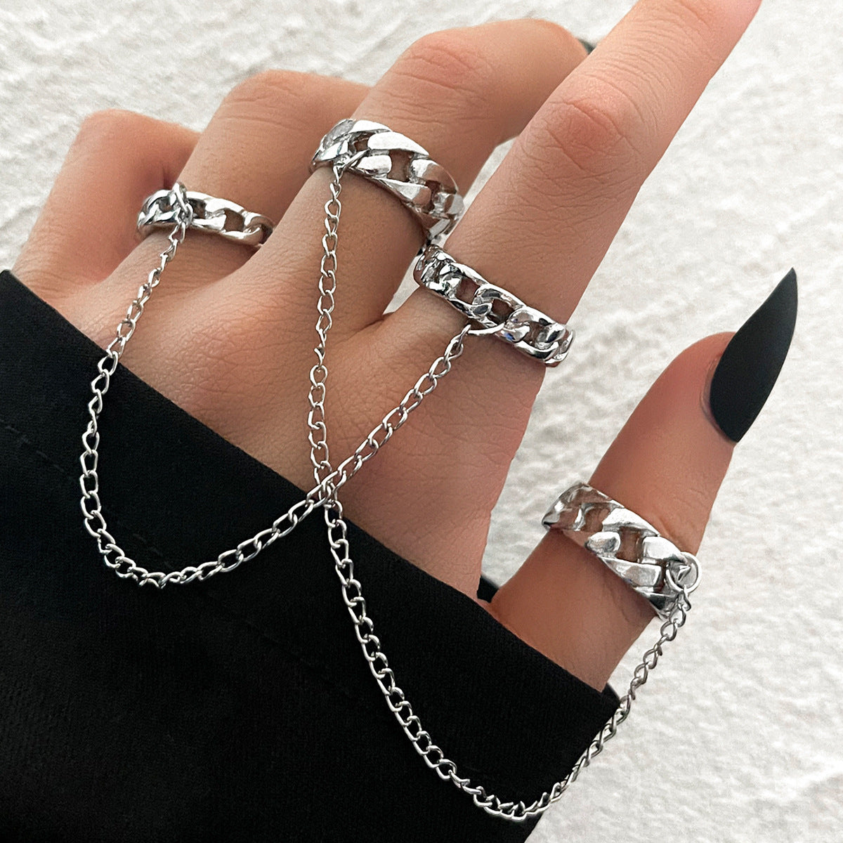 Vintage Punk Style Men's And Women's Rings Two-piece Set