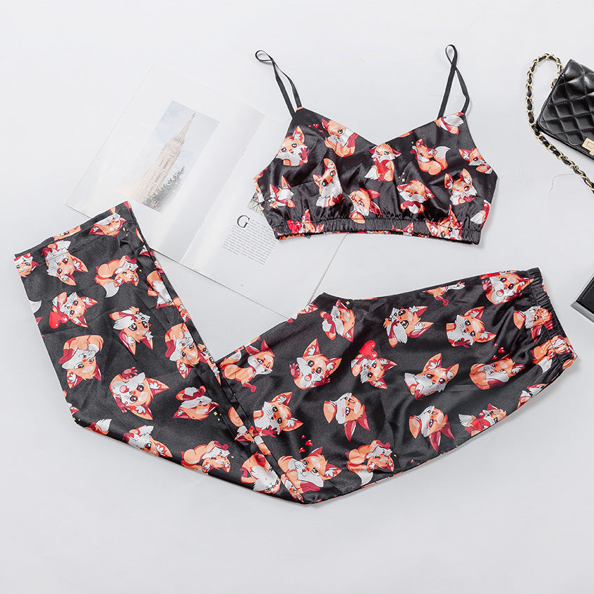 Pyjama à bretelles imprimé pour femme