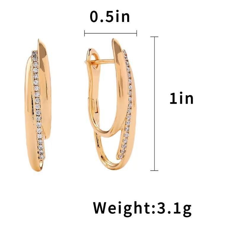 Boucles d'oreilles élégantes en zircon pour femmes, de haute qualité, de style européen et américain