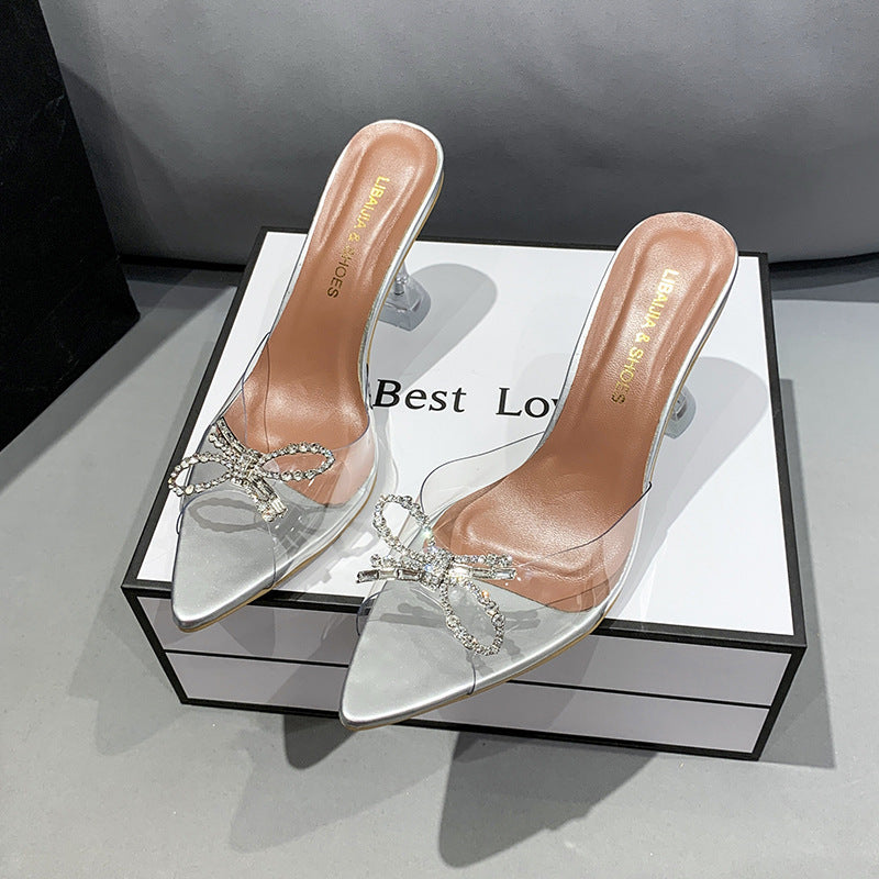 Chaussures de mariage à talons hauts pour femmes, grande taille, avec gros nœud et boucle en strass, sandales à talons hauts rouges en cristal