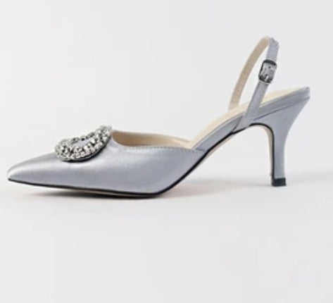 Escarpins élégants à talons hauts et strass pour femmes, chaussures de mariage, sandales de soirée à bride à boucle et cristal