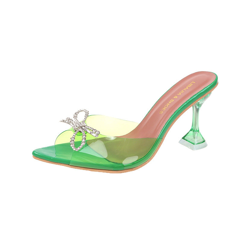 Chaussures de mariage à talons hauts pour femmes, grande taille, avec gros nœud et boucle en strass, sandales à talons hauts rouges en cristal