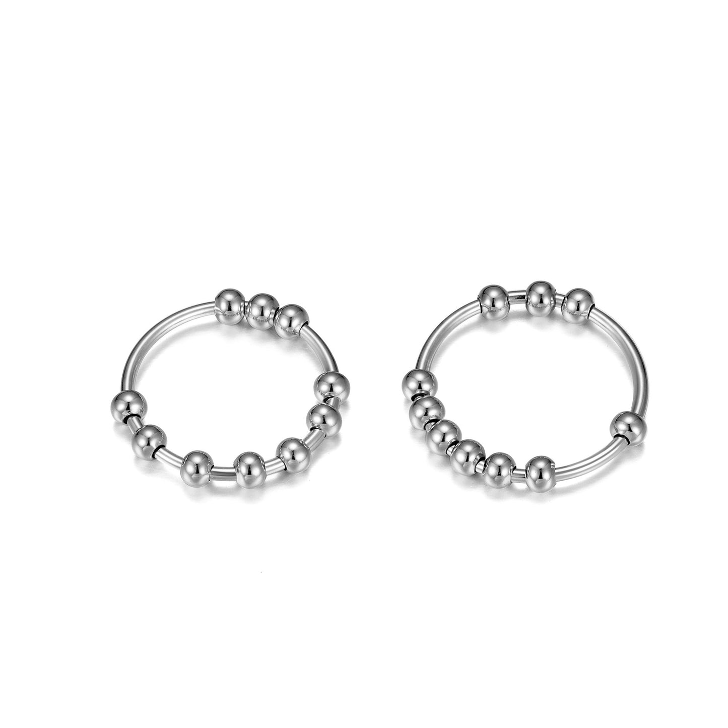 Bague porte-bonheur en argent sterling S925 avec dix perles pour soulager l'anxiété