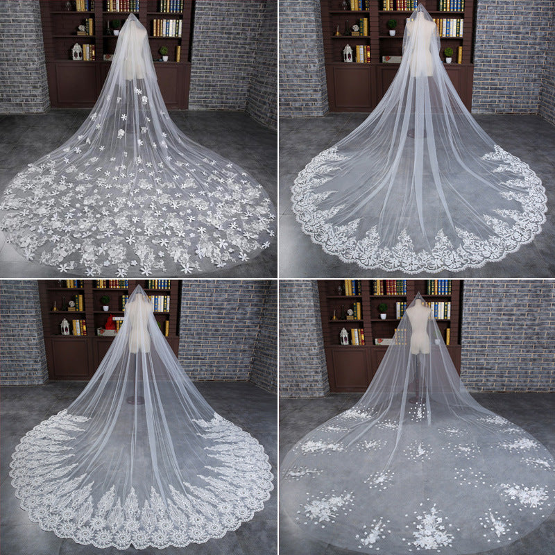 Bridal Veil Lace 3 Meters Long Tail Veil Soft Yarn Long Veil