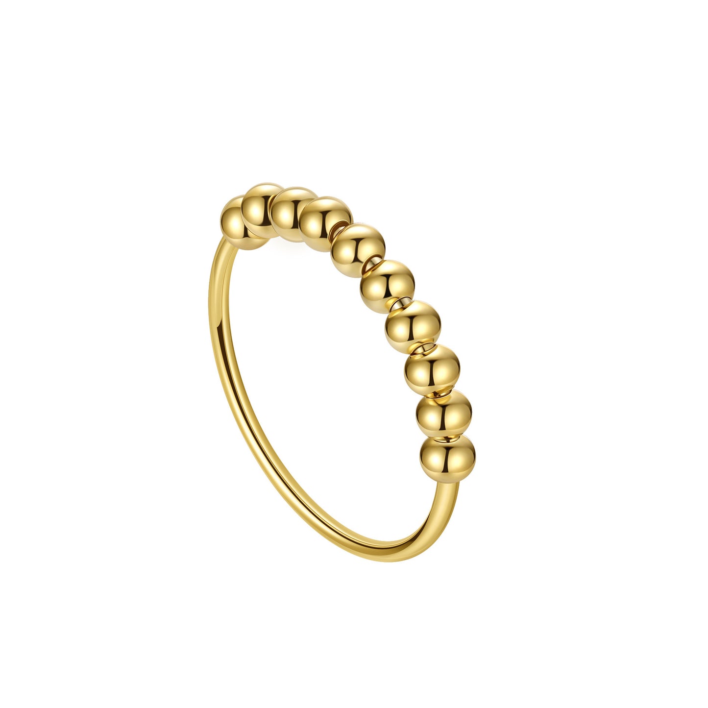 Bague porte-bonheur en argent sterling S925 avec dix perles pour soulager l'anxiété