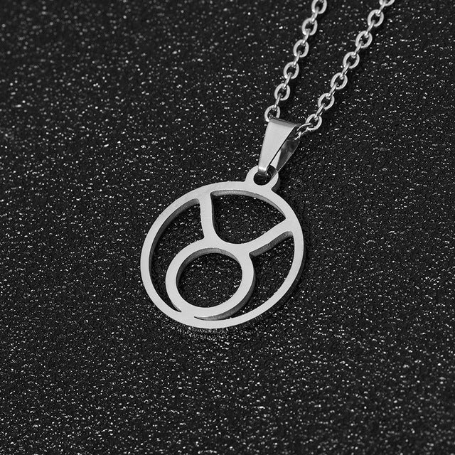 Collier en acier inoxydable plaqué sous vide avec 12 constellations