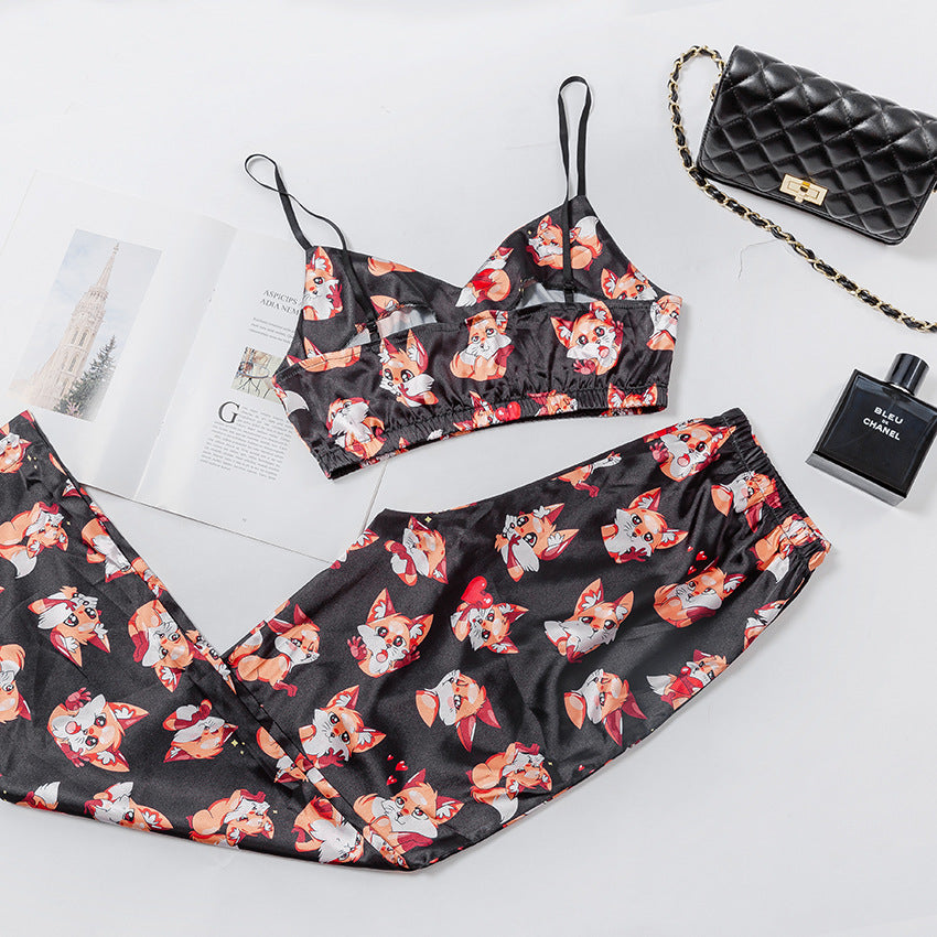 Pyjama à bretelles imprimé pour femme