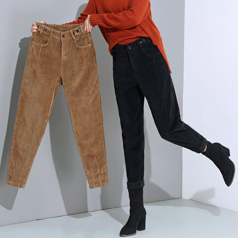 Women Pants Loose Corduroy Harem High Waist